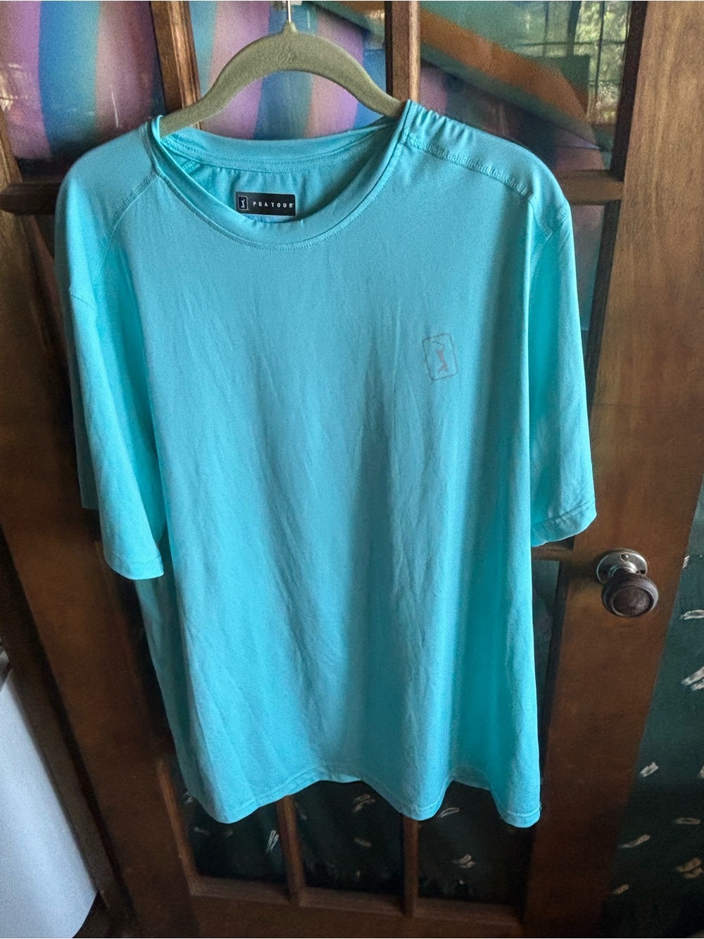 PGA Tour Short Sleeve Tee in Aqua Blue